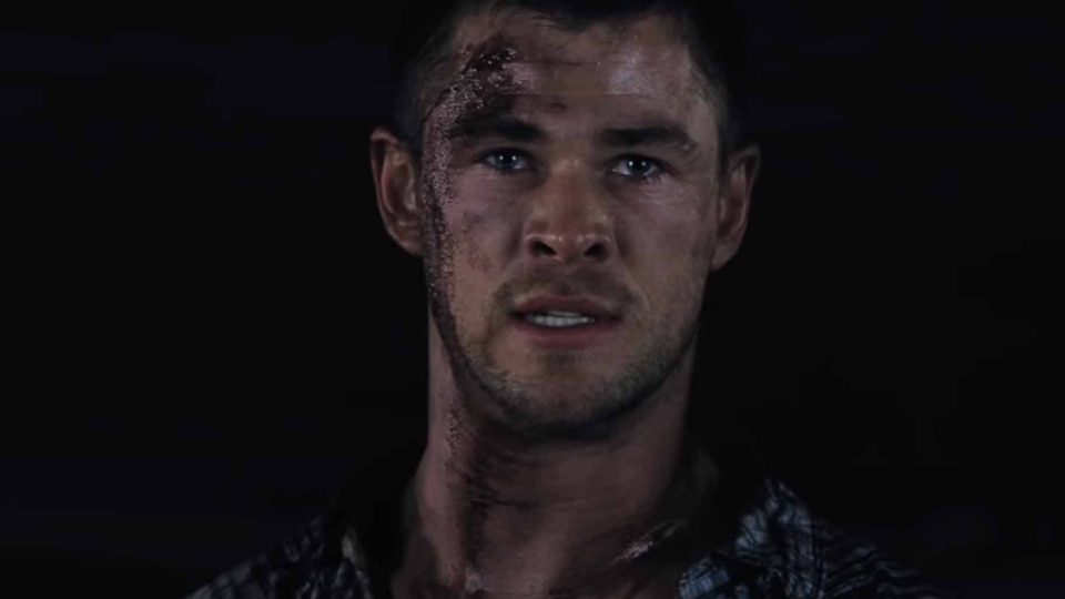 Curt Vaughan (Chris Hemsworth) appears bloodied in Cabin in the Woods (2012).
