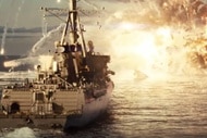 A ship explodes in water in Battleship (2012).