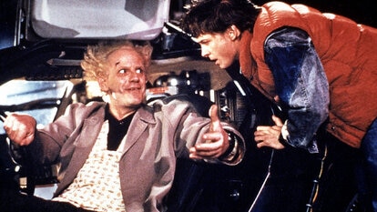 Christopher Lloyd and Michael J Fox in Back To The Future (1984)