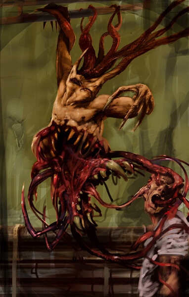 Concept art for a Clinger Beast character in The Thing 2 video game