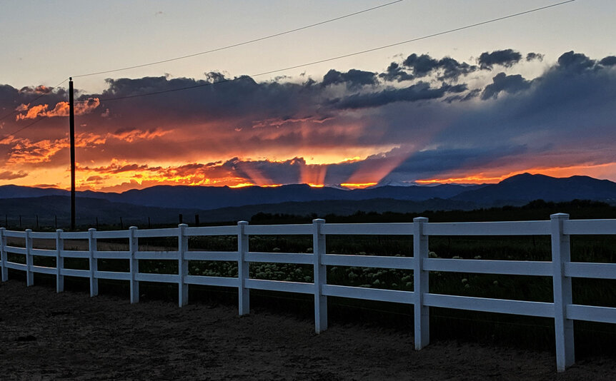 Crepuscular rays, sunbeams apparently fanning out from the setting Sun (they are in reality parallel). This is a view from Boulder county, Colorado in May 2019. Credit: Phil Plait