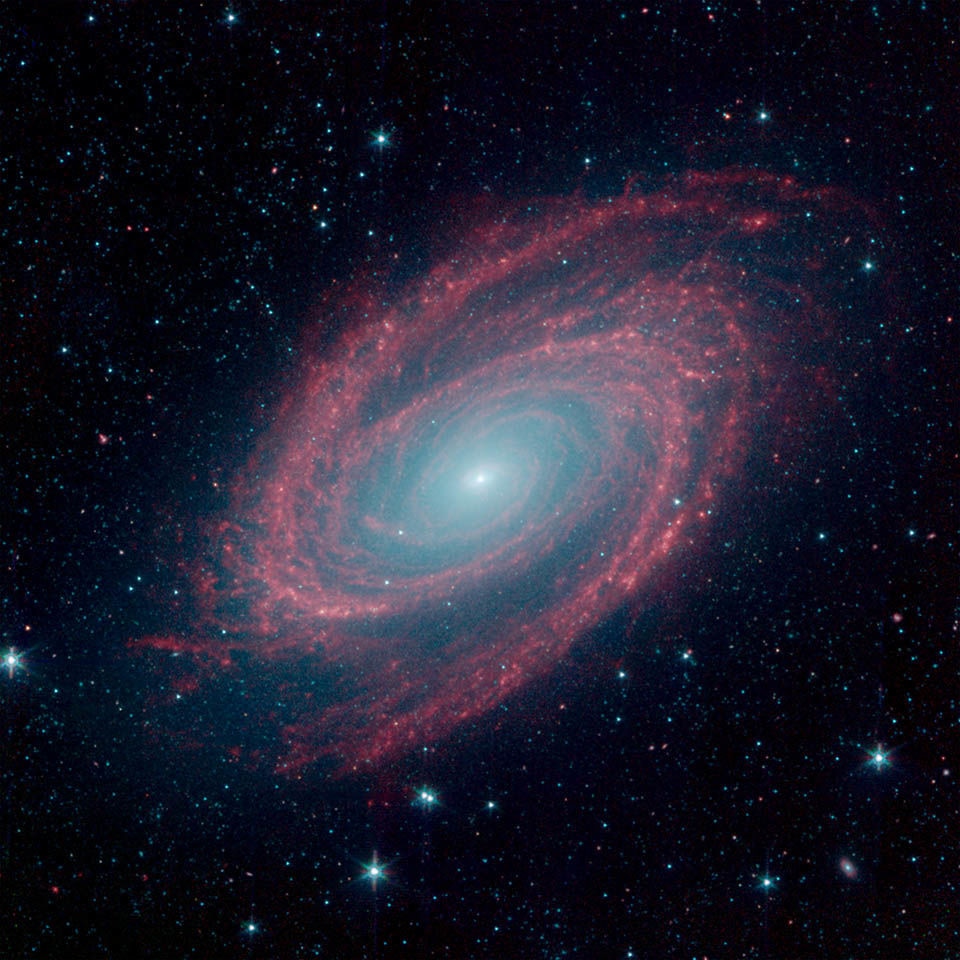 The nearby spiral galaxy M81 seen in three infrared colors by the Spitzer Space Telescope. Credit: NASA/JPL-Caltech