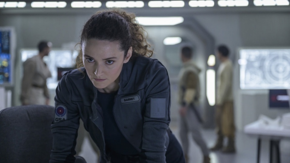 Lt. Sharon Garnet (Christie Burke) appears determined on The Ark Episode 208.