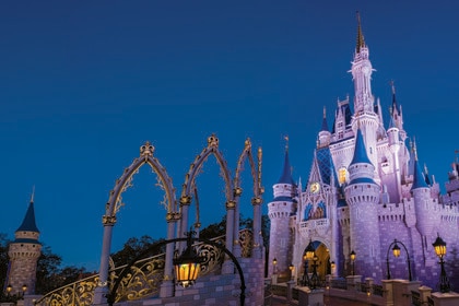 Magic Kingdom's Cinderella Castle at dusk