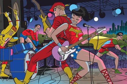 The Teen Titans rock out in this variant cover by Darwyn Cooke