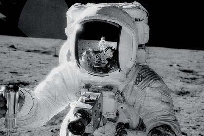 Apollo astronaut with sample