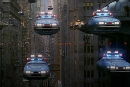 Floating police vehicles appear in The Fifth Element (1997).