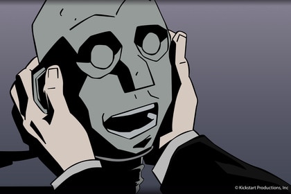 A man with a mechanical head appears in The Amazing Screw-On Head (2006).