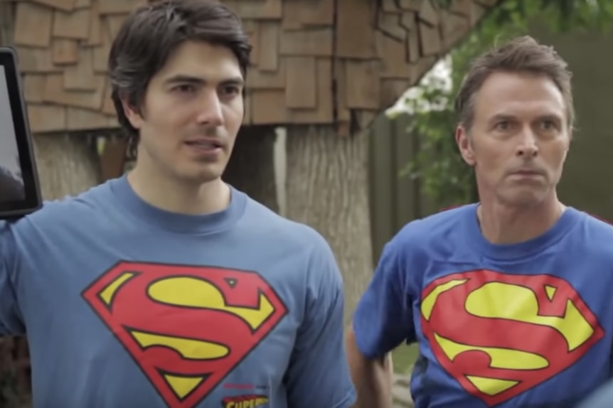 Superman actors hang out in a clubhouse, play basketball and bond