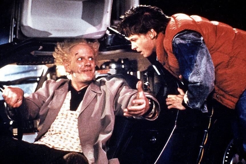 Christopher Lloyd and Michael J Fox in Back To The Future (1984)