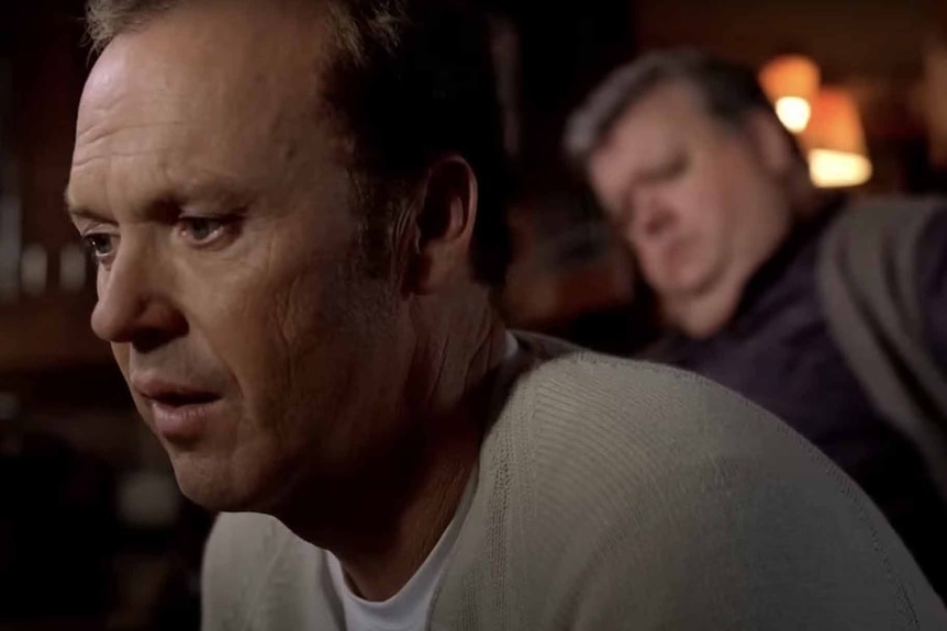 Jonathan Rivers (Michael Keaton) appears concerned in White Noise (2005).