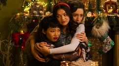 Nikki (Christin Park), Claire (Thailey Roberge), and Ashley Weeks (Marguerite Hanna) hug each other on Reginald the Vampire Episode 207.