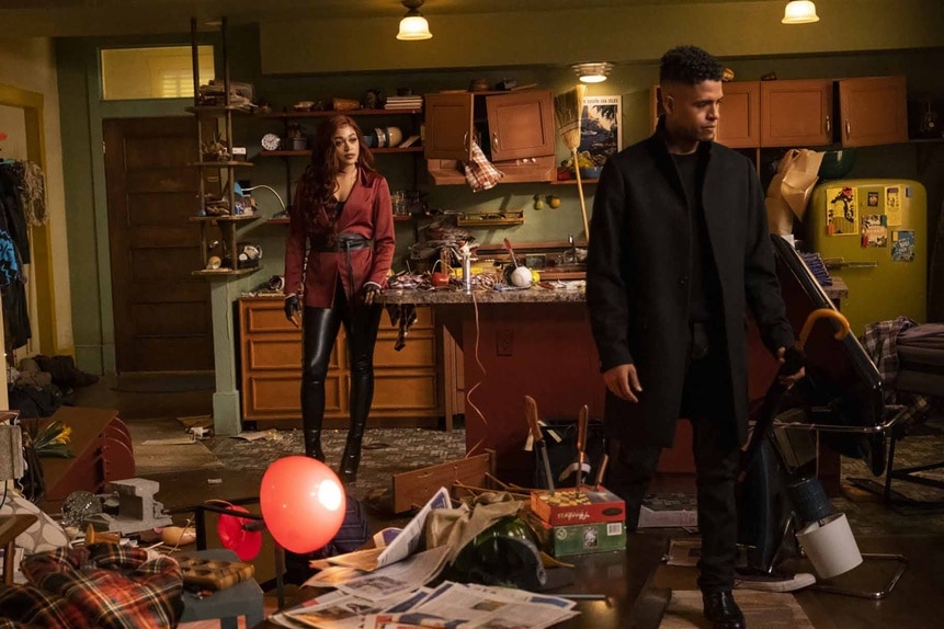 Angela Hibbert and Maurice Miller walk through a trashed house on Reginald the Vampire Episode 204.