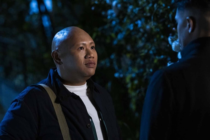 Reginald Andres (Jacob Batalon) speaks to Maurice Miller (Mandela Van Peebles) on Reginald the Vampire Episode 210.