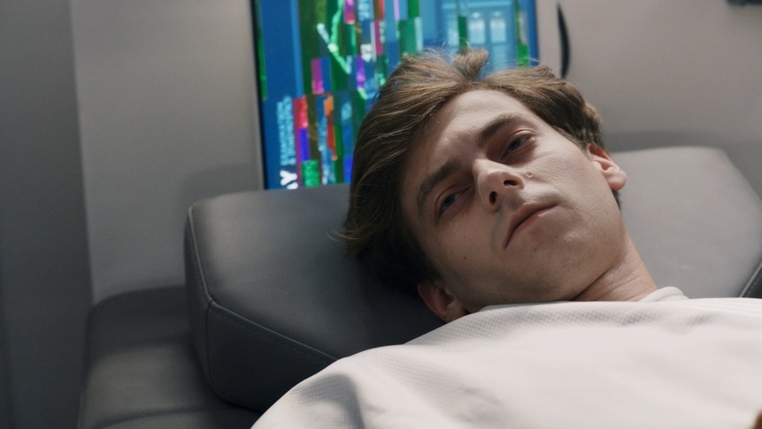 Angus Medford (Ryan Adams) lays in a hospital bed in The Ark Episode 202.