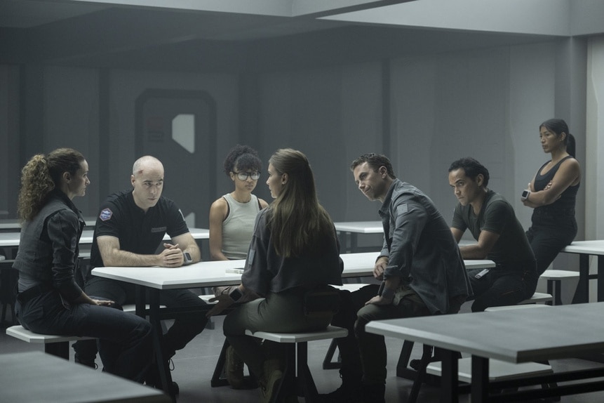 The cast of The Ark sits and talks together in Episode 205.