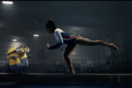 screenshot of Simone Biles Minions Ad 