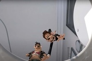 Roddy (Hugh Jackman) falling into a toilet in Flushed Away (2006)