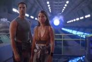 LT. James Brice (Richard Fleeshman) and Eva Markovic (Tiana Upcheva) appear concerned on The Ark Season 2.