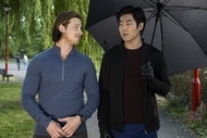 Todd Sleator (Aren Buchholz) and Mike Choi (Ryan Jinn) walk together outside on Reginald The Vampire Episode 206.