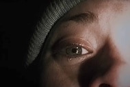 Heather Donahue (Rei Hance)'s teary eye appears in The Blair Witch Project (1999)