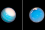 Uranus (left) and Neptune (right) seen by Hubble in late 2018. Both are monitored every year or so for atmospheric features.