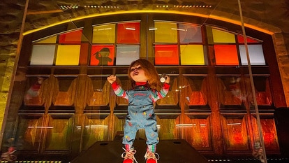 Interior shot of Halloween Horror Nights's Chucky Bar.