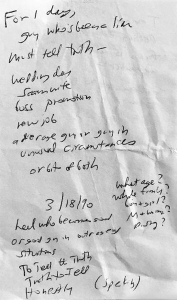 The napkin bearing Guay's initial idea for the film.