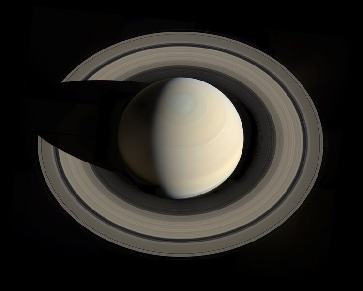 Wide image of Saturn and its rings.