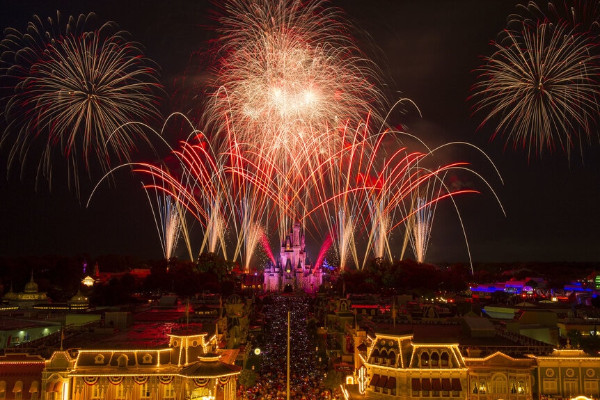 Fireworks over Cinderella Castle at Walt Disney World