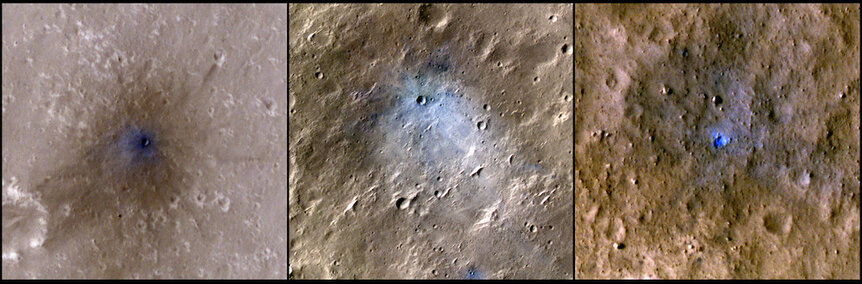 Three new craters on Mars