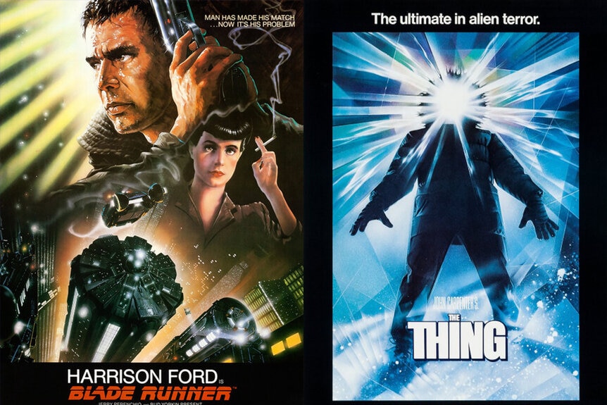 Posters of Blade Runner (1982) and The Thing (1982)