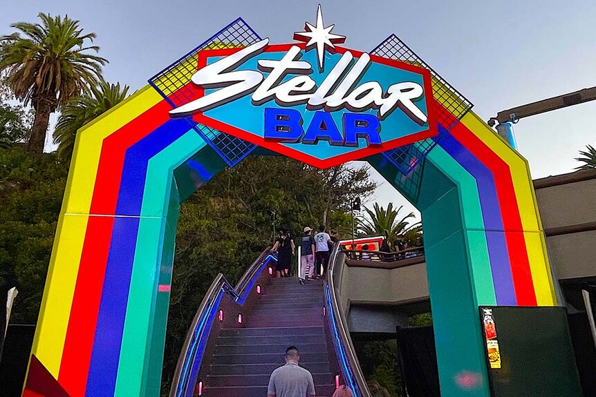 Entrance archway at Stellar Bar at Halloween Horror Nights 2023 at Universal Studios Hollywood.
