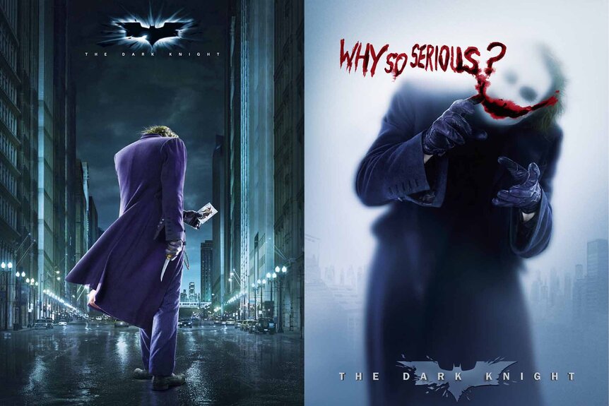Posters of the Joker for The Dark Knight (2008).