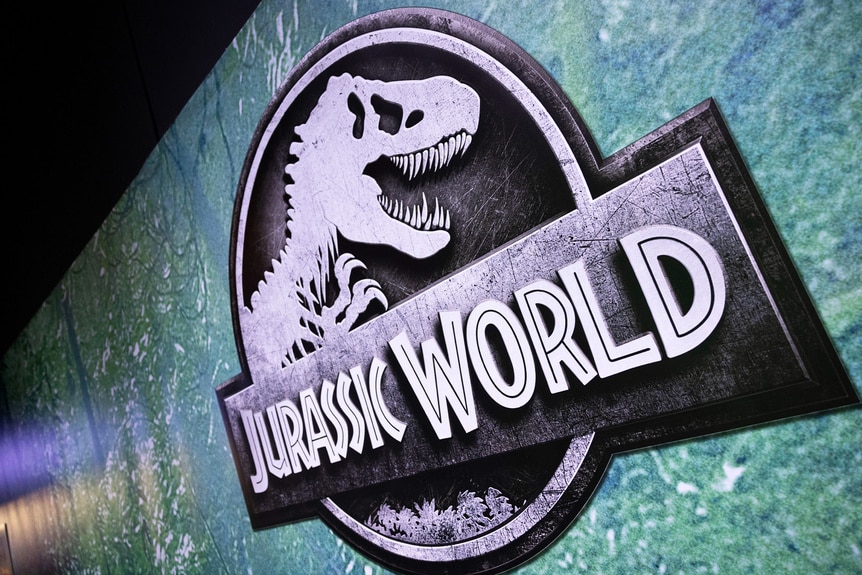 The logo of "Jurassic World: The Exhibition" at the Odysseum.
