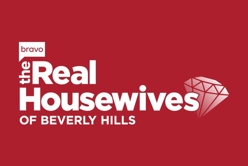 The Real Housewives of Beverly Hills logo overlaid onto a red background.