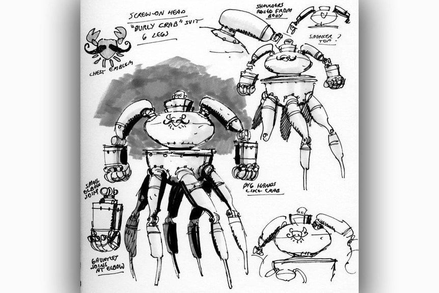 Concept art for Amazing Screw-On Head’s “Burly Crab” body