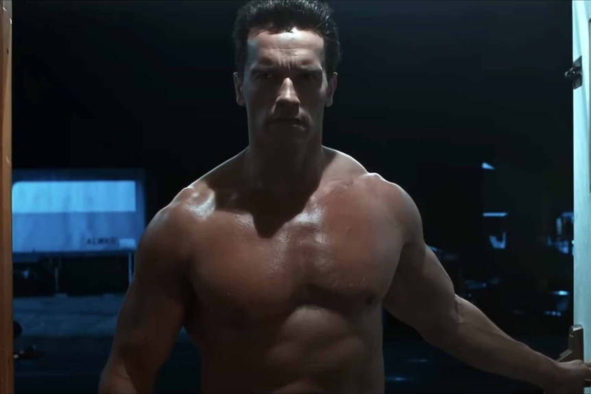 The Terminator (Arnold Schwarzenegger) appears shirtless in Terminator 2: Judgement Day (1991).