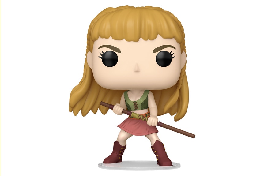 Uma figura Funko POP! de Gabrielle de Xena: A Princesa Guerreira.